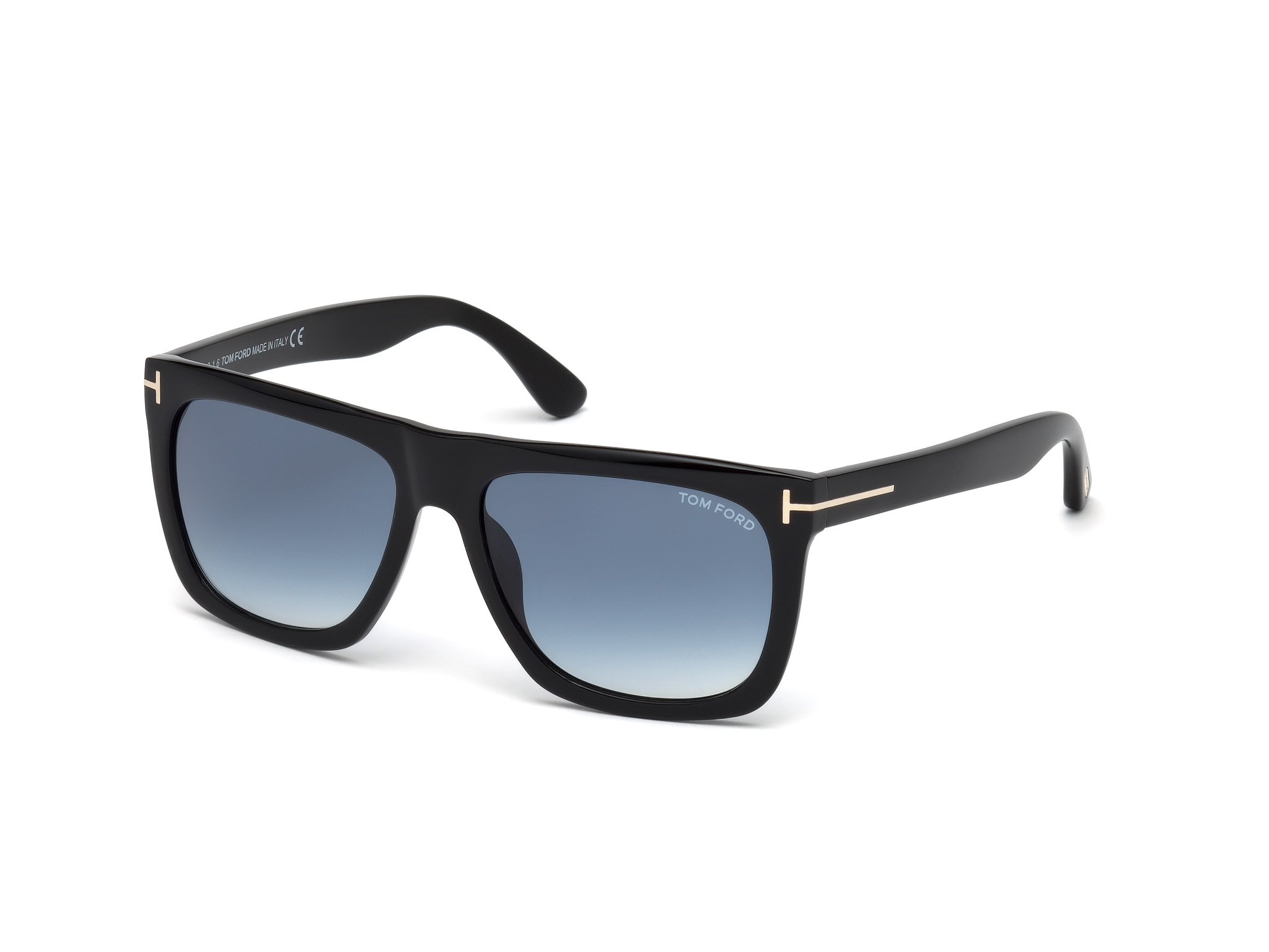 Tom Ford FT0513 irregular sunglasses in Shiny Black/Gradient Blue
