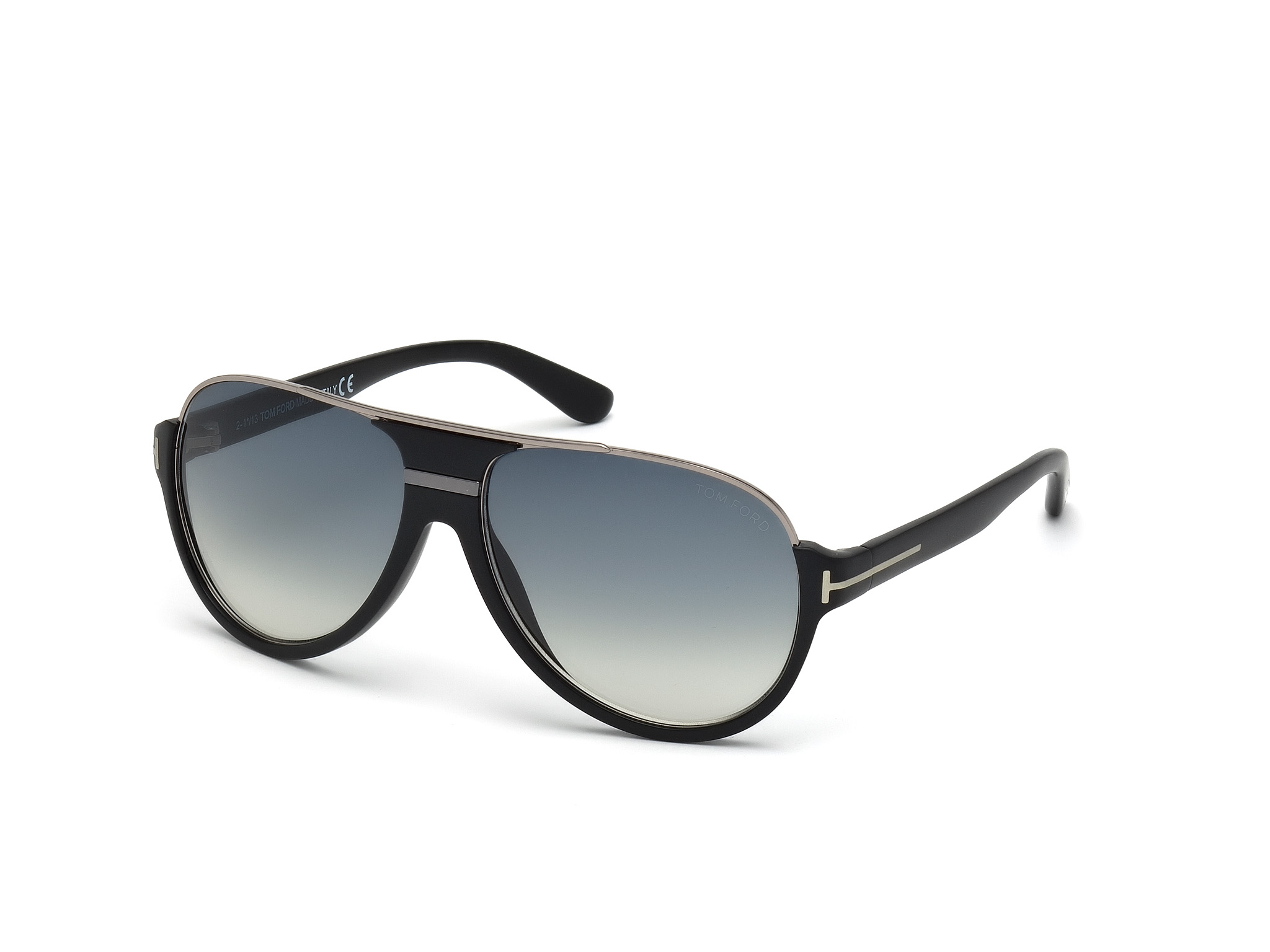 Tom Ford FT0334 aviator sunglasses in Matte Black/Gradient Blue