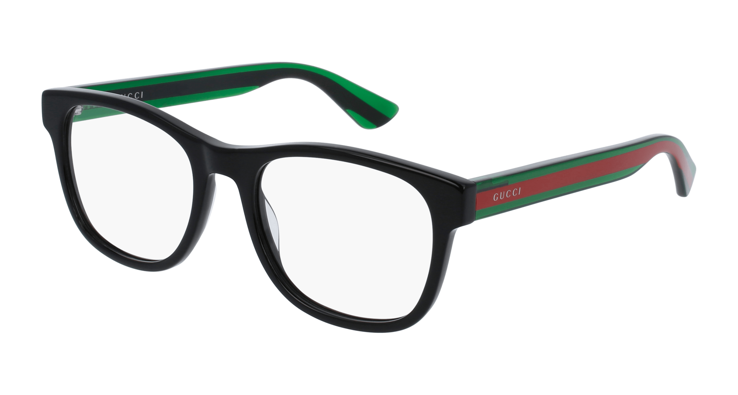 Gucci GG0004O round eyeglasses in Black Green Transparent