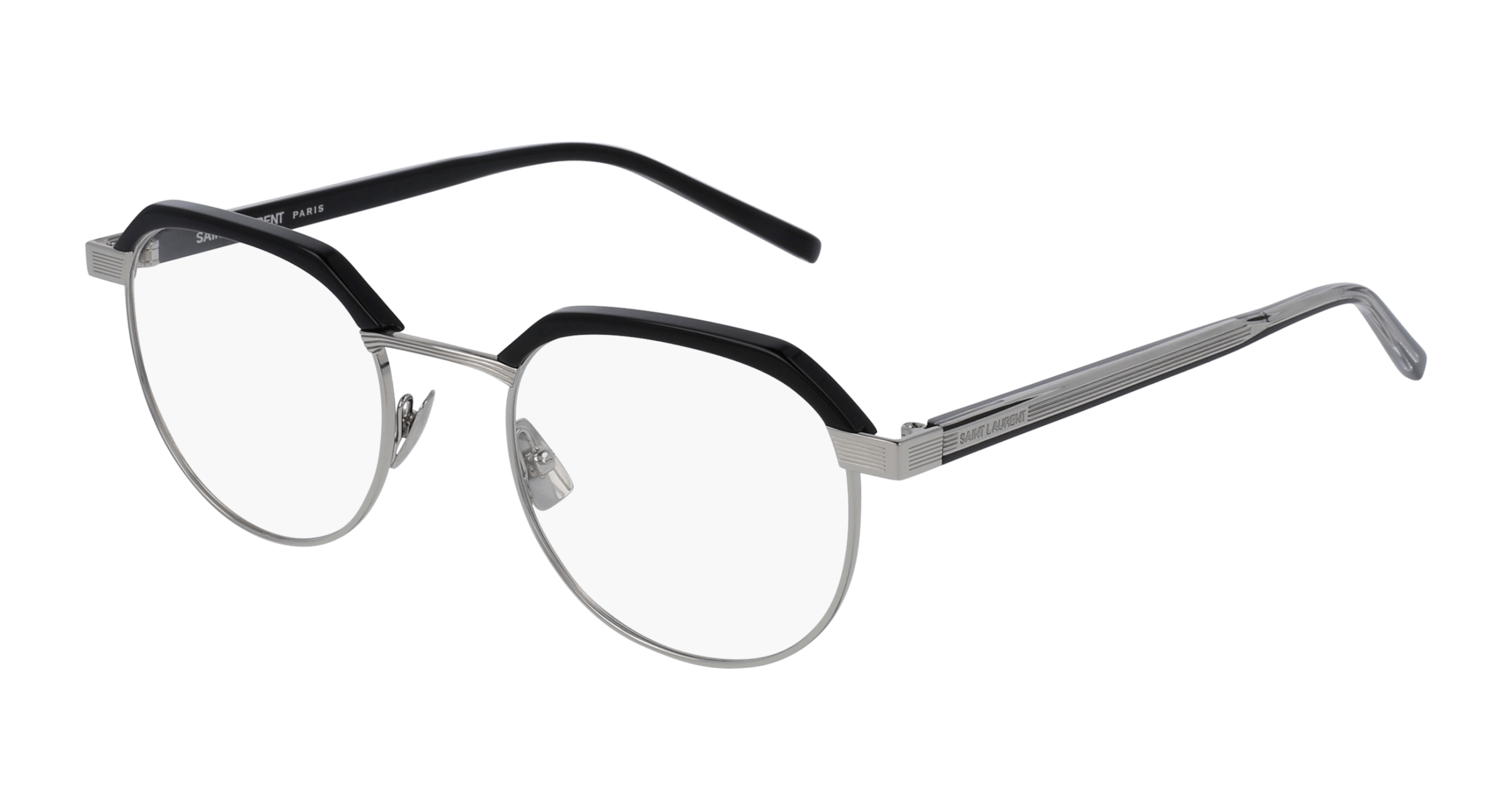 Saint Laurent SL 124 round eyeglasses in Black Black Transparent