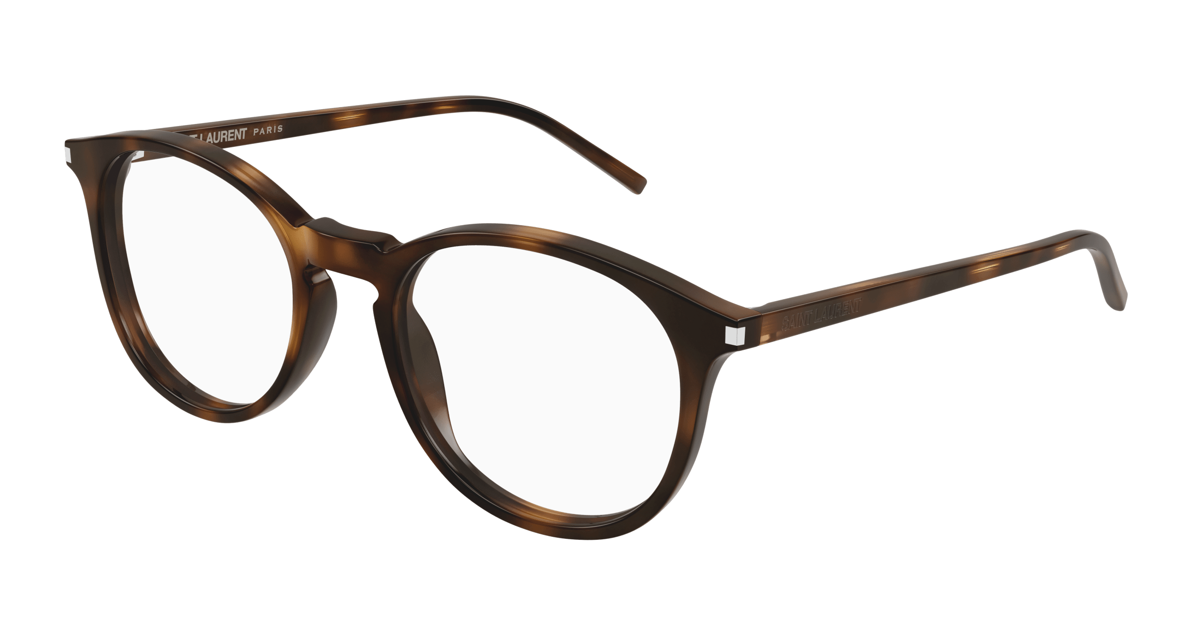 Saint Laurent SL 106 round eyeglasses in Avana Avana Transparent