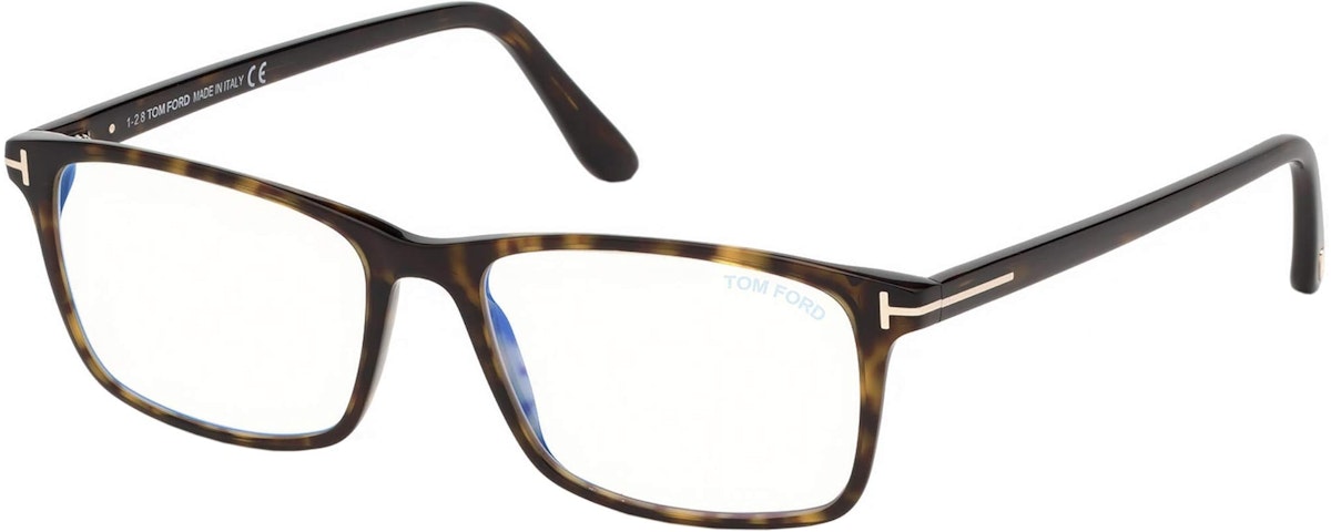 Shiny Dark Havana, Rose Gold "t" Logo / Blue Block Lenses