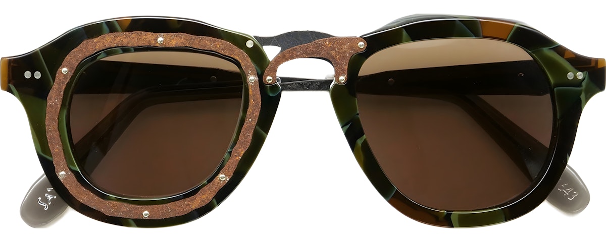 C1643 Marbled Green Tortoise/Rusted Steel Blackened Damascus