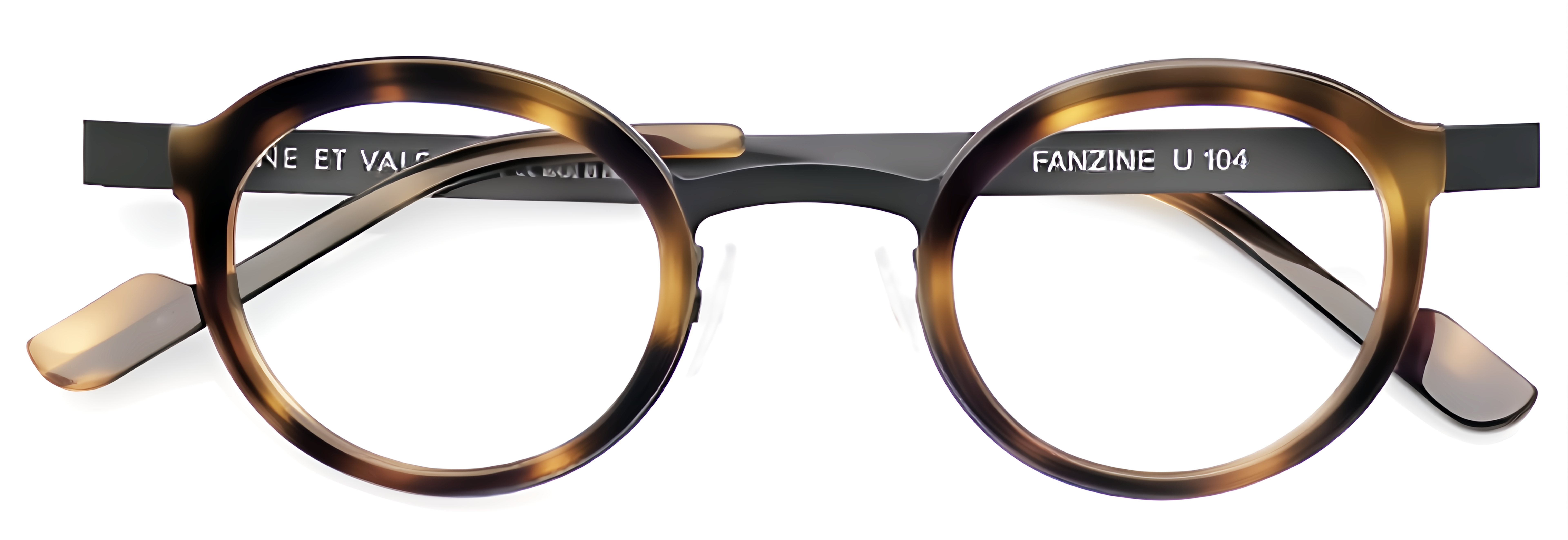 Warm tortoiseshell acetate glasses with matte black metal, compact round rims, and a low-profile bridge.