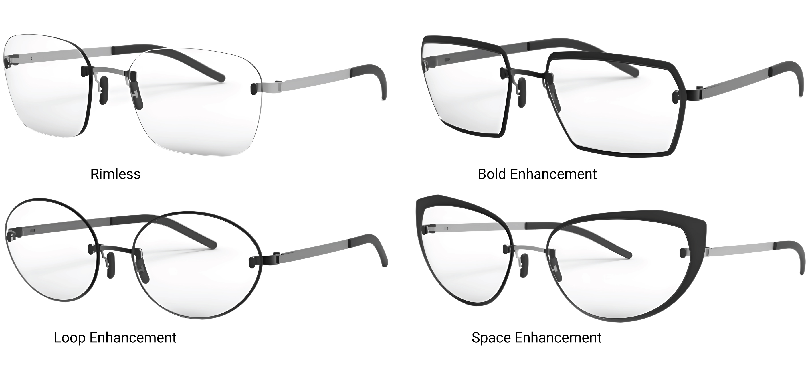 BL01 / Available in 20 Colors & 3 Rim Enhancements (Rimless, Loop & Bold)