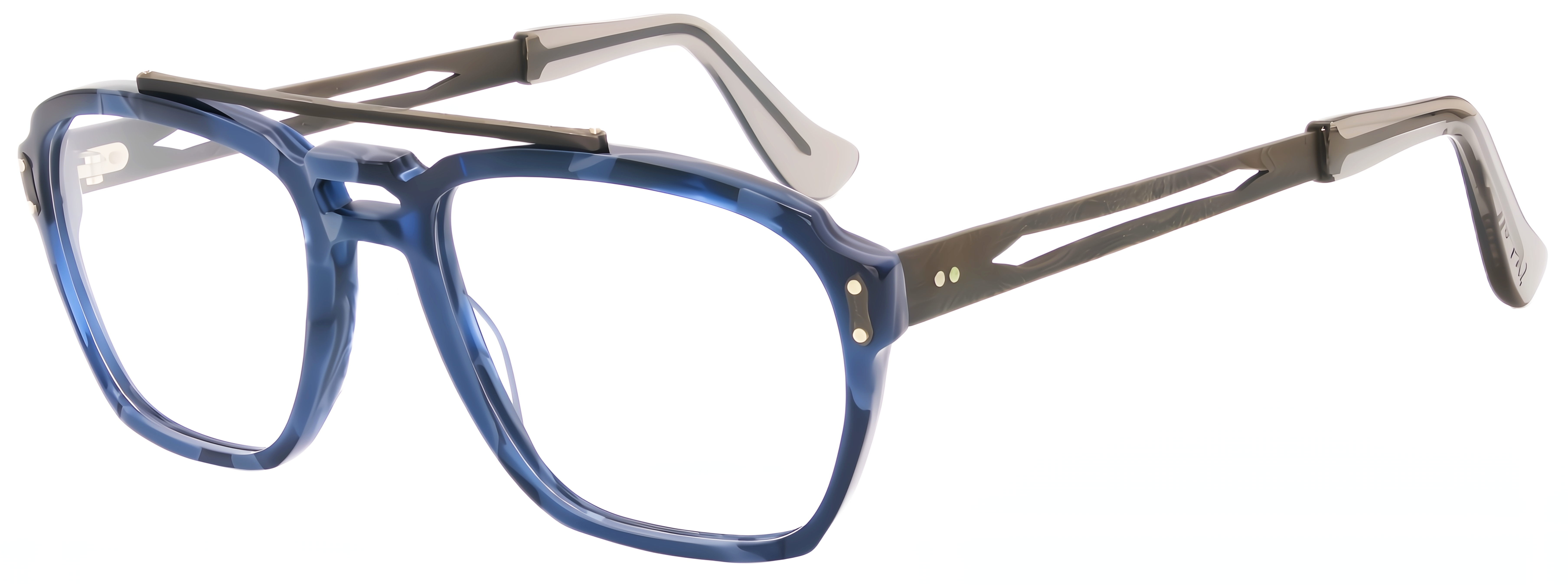 Lil'Wing / C05 Navy Slate Blue Marble Block w/ Blackened Damascus