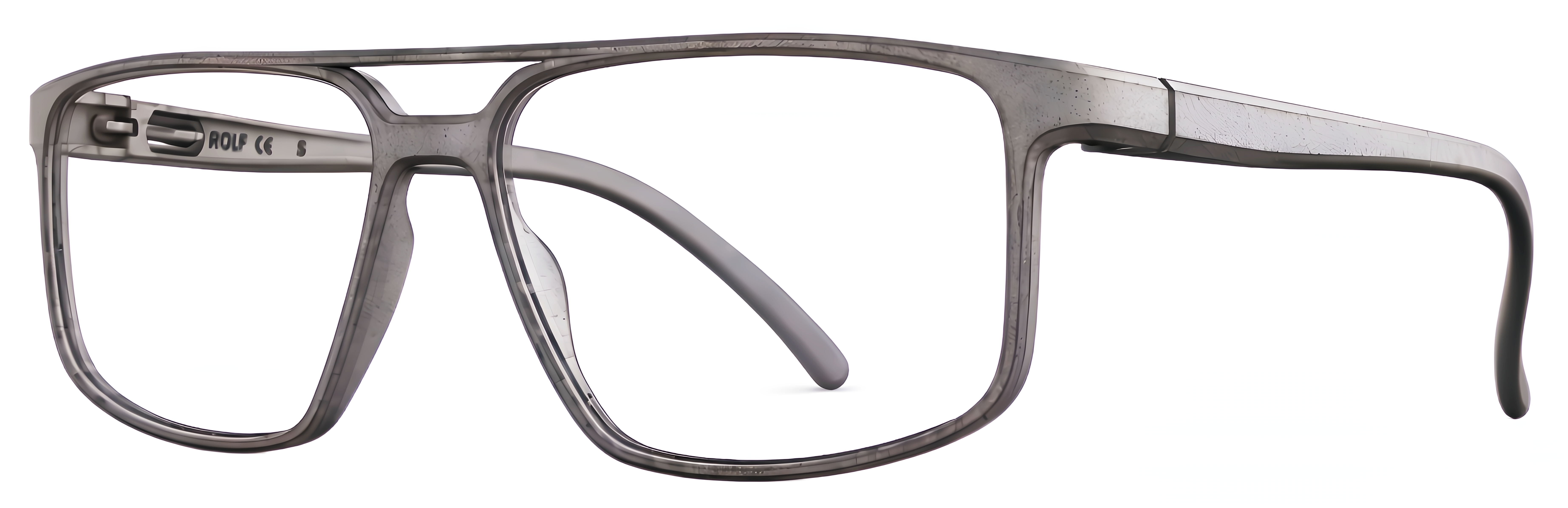 Opaque graphite gray plant-based aviator frame with a double bridge, straight brow line, and softly squared rims.