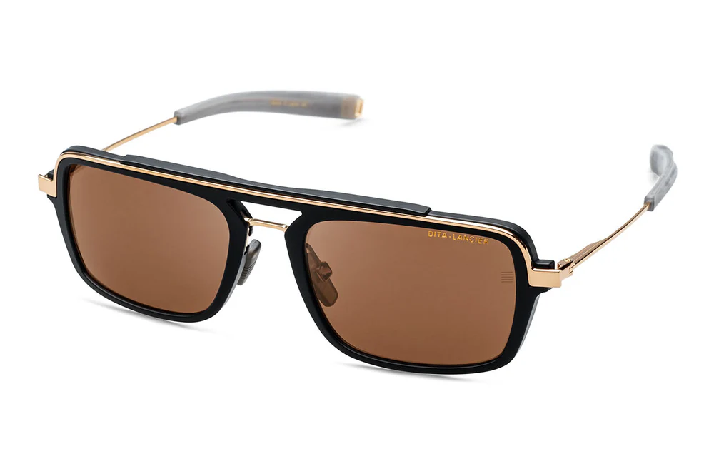 Matte Black/White Gold Land Lens - Brown Polarized