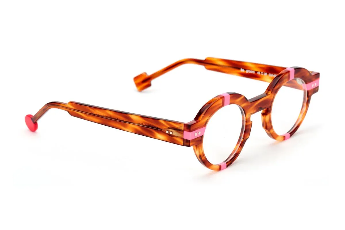 Shiny Veined Blonde Tortoise/Neon Pink