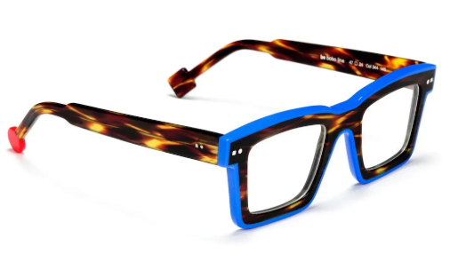 Shiny Dark Veined Tort/Blue