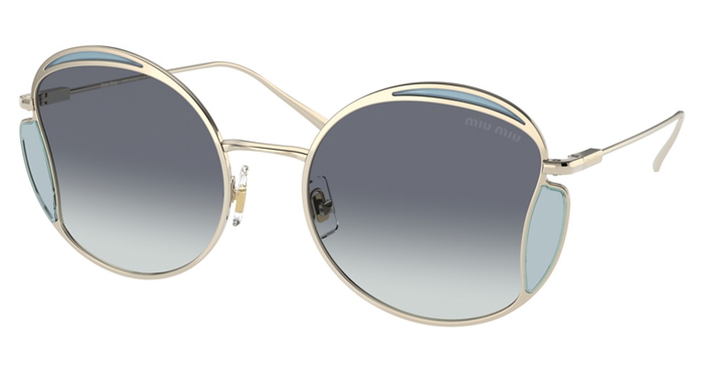 Miu Miu MU 56XS round sunglasses in Pale Gold/Blue Gradient