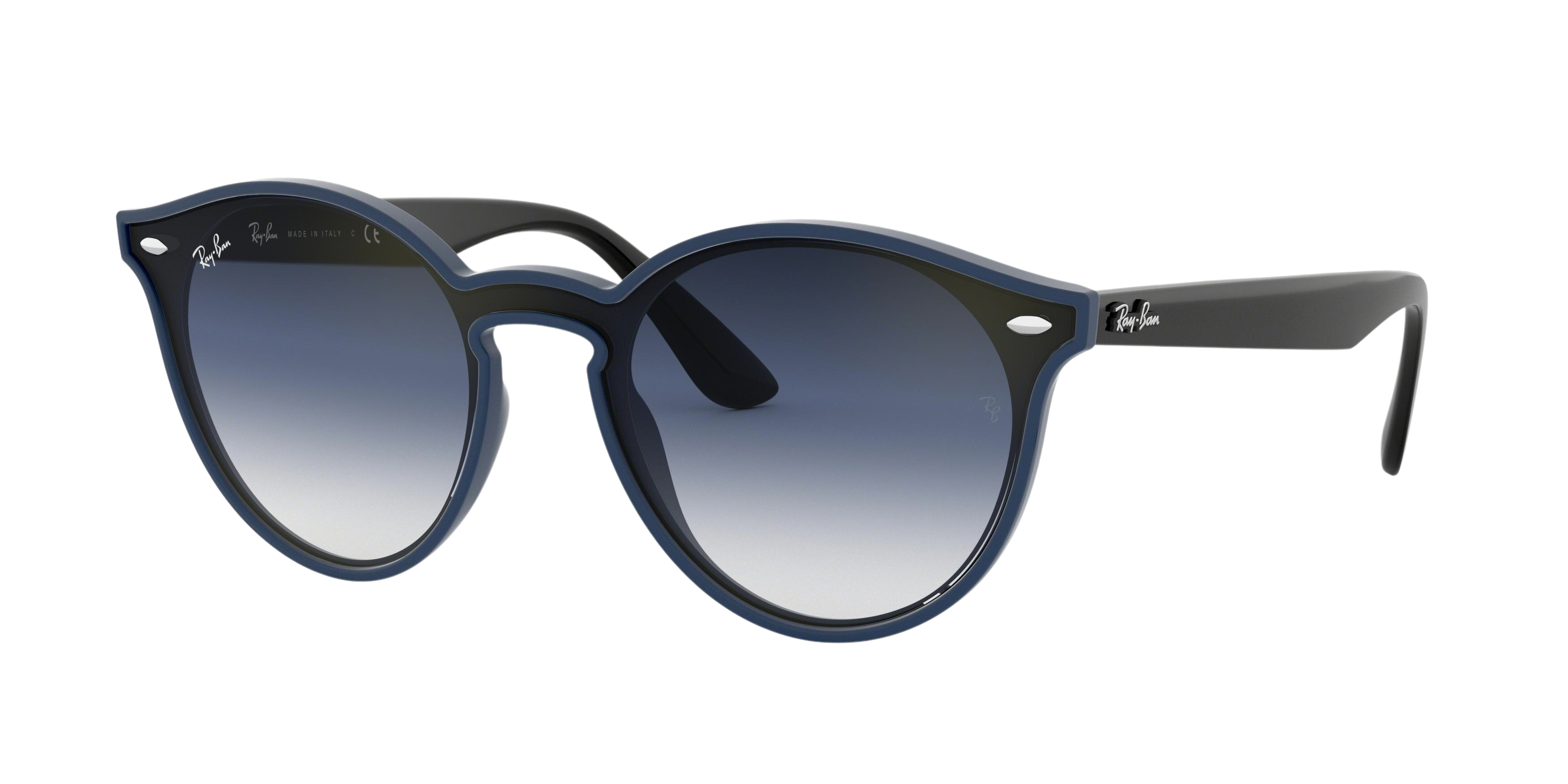 Ray-Ban RB4380N round sunglasses in Blue Demishiny