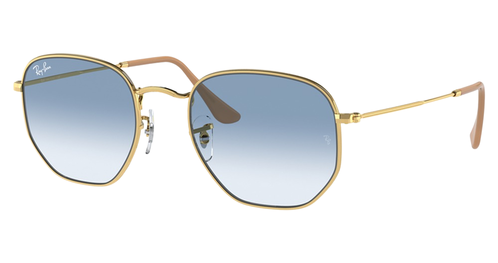 Ray-Ban RB3548 HEXAGONAL round sunglasses in Arista/Clear Gradient Blue
