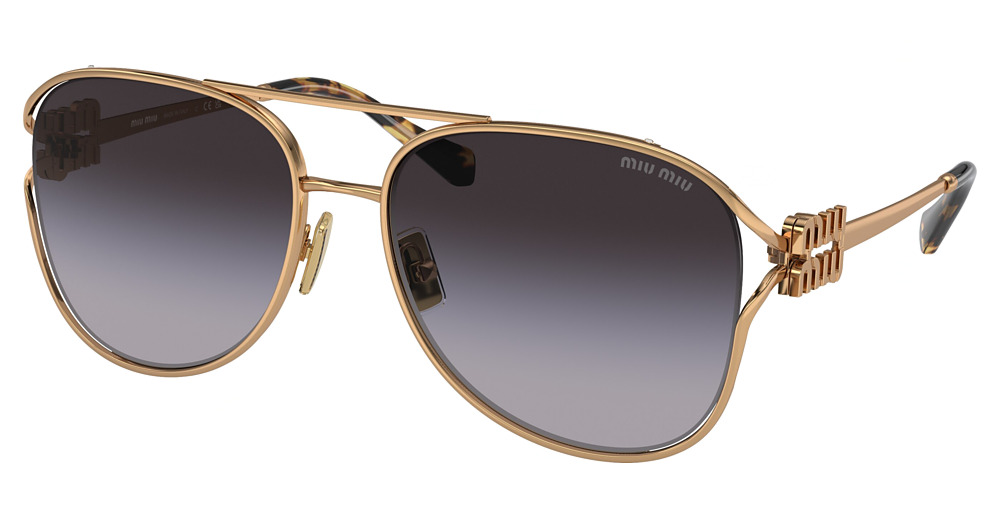 Miu Miu MU 52ZS round sunglasses in Antique Gold/Grey Gradient