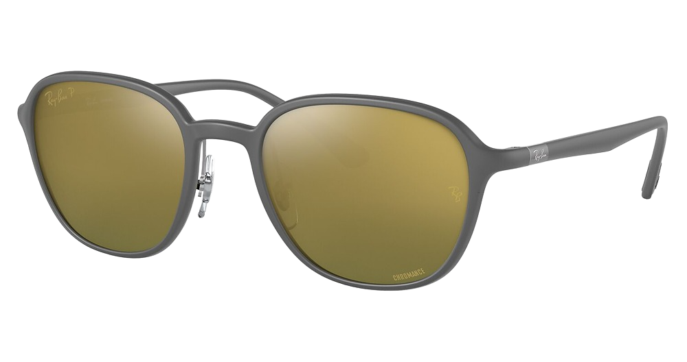 Ray-Ban RB4341CH round sunglasses in Sanding Grey