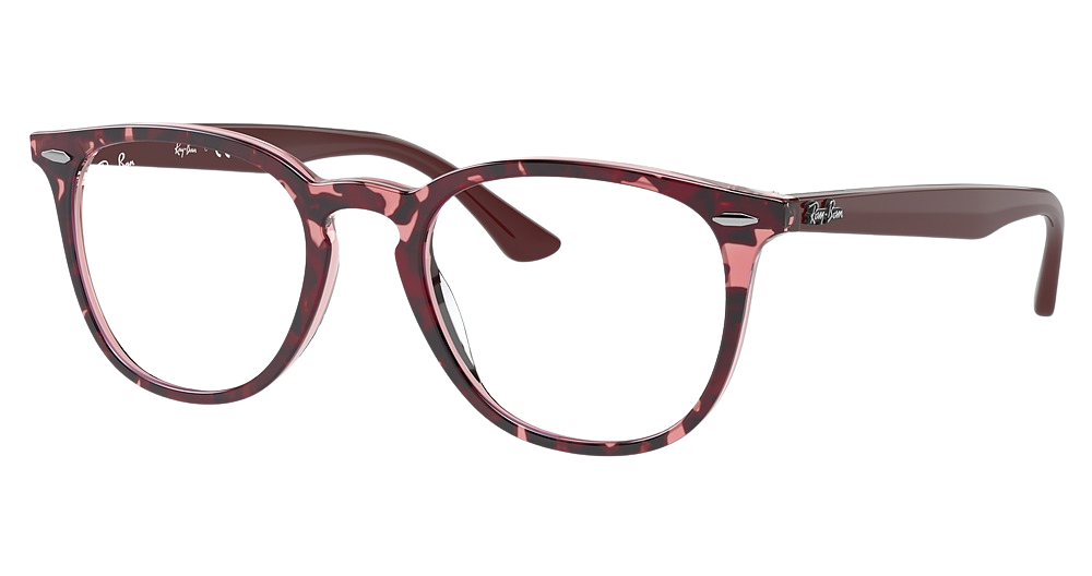 Ray-Ban RX7159 round eyeglasses in Havana on Transparent Pu