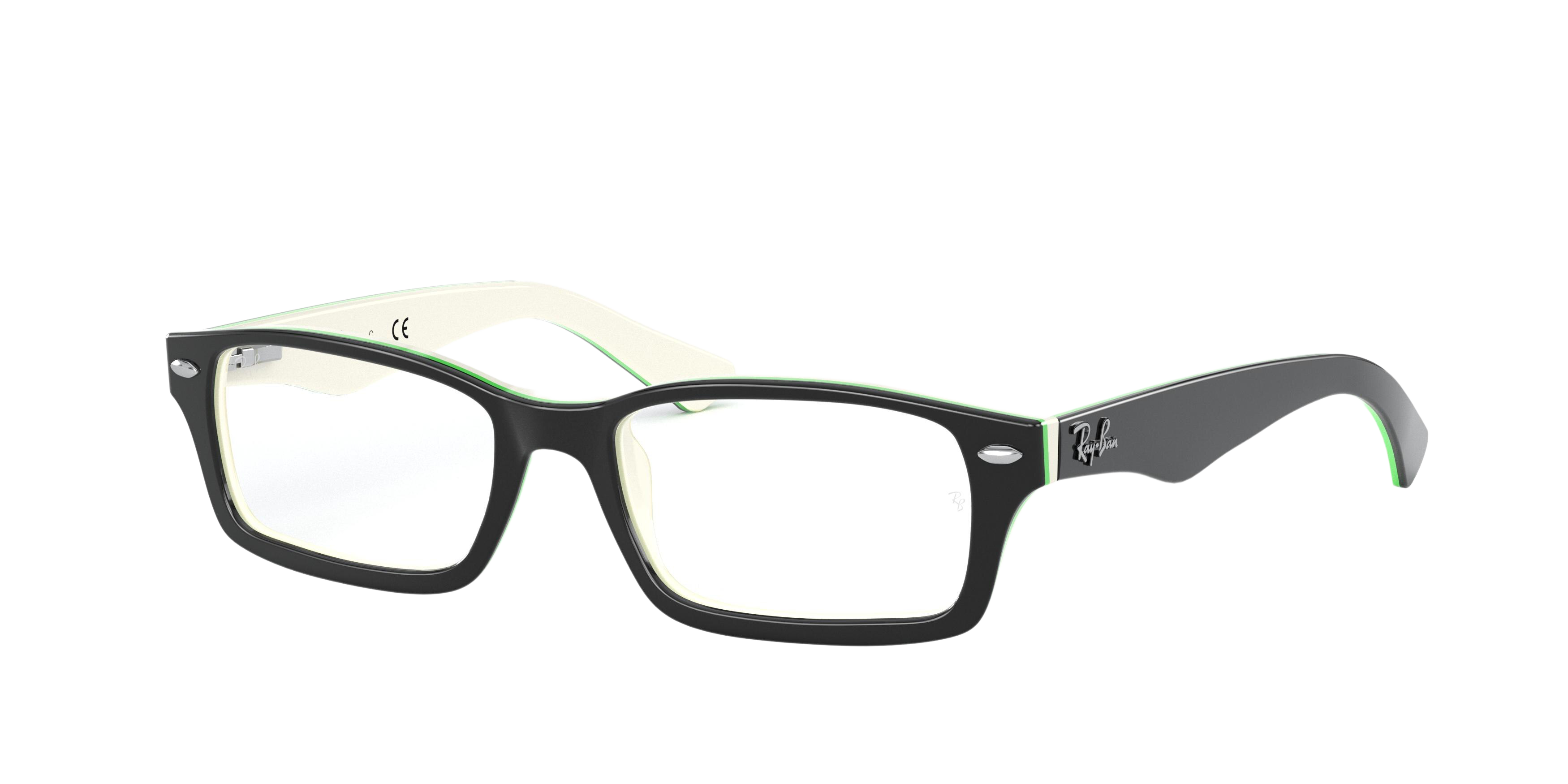 Ray-Ban RY1530 rectangle eyeglasses in Top Black on White/Green