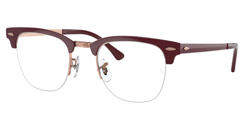 Ray-Ban RX3716VM CLUBMASTER METAL round eyeglasses in Bordeaux on Rose Gold