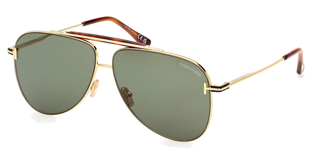 Tom Ford FT1018 aviator sunglasses in Shiny Deep Gold/Green