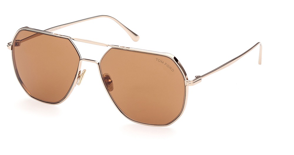 Tom Ford FT0852 irregular sunglasses in Shiny Rose Gold/Brown