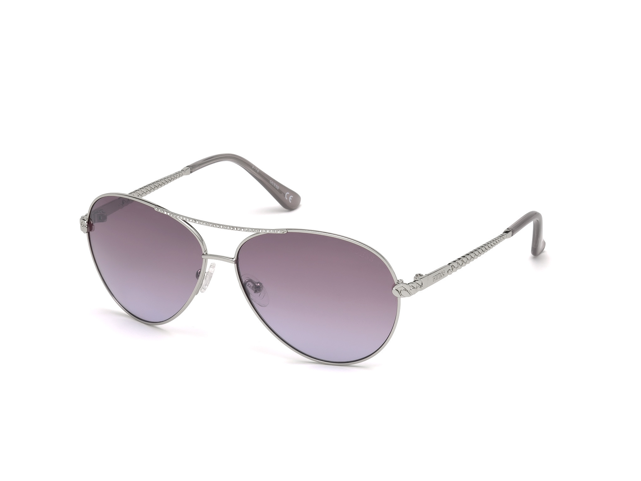 Shiny Silver With Crystal Stones/gradient Violet Lens