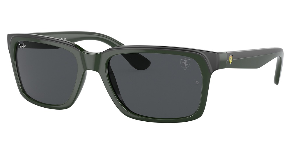 Ray-Ban RB4393M square sunglasses in Fiorano Green on Rubber/Dark Grey