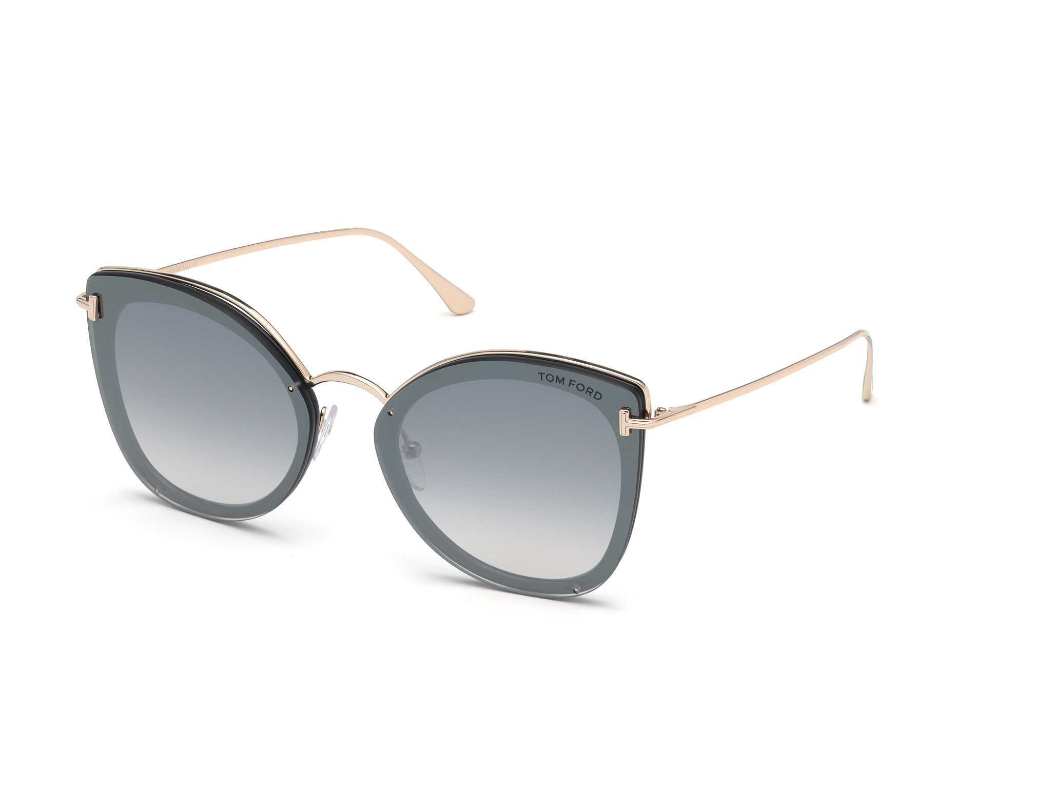 Tom Ford FT0657 Charlotte cateye sunglasses in Shiny Black, Shiny Rose Gold