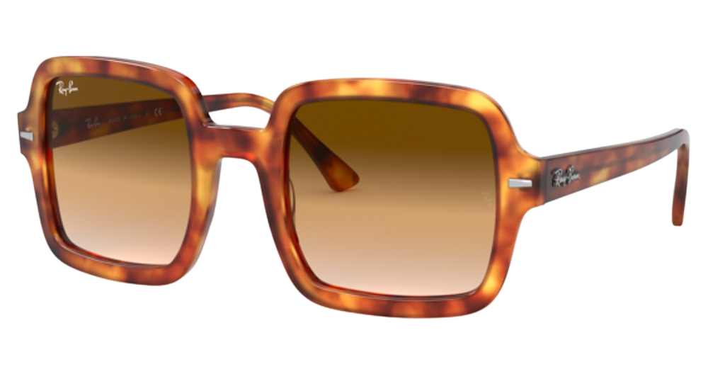 Ray-Ban RB2188 square sunglasses in Red Havana/Clear Gradient Brown