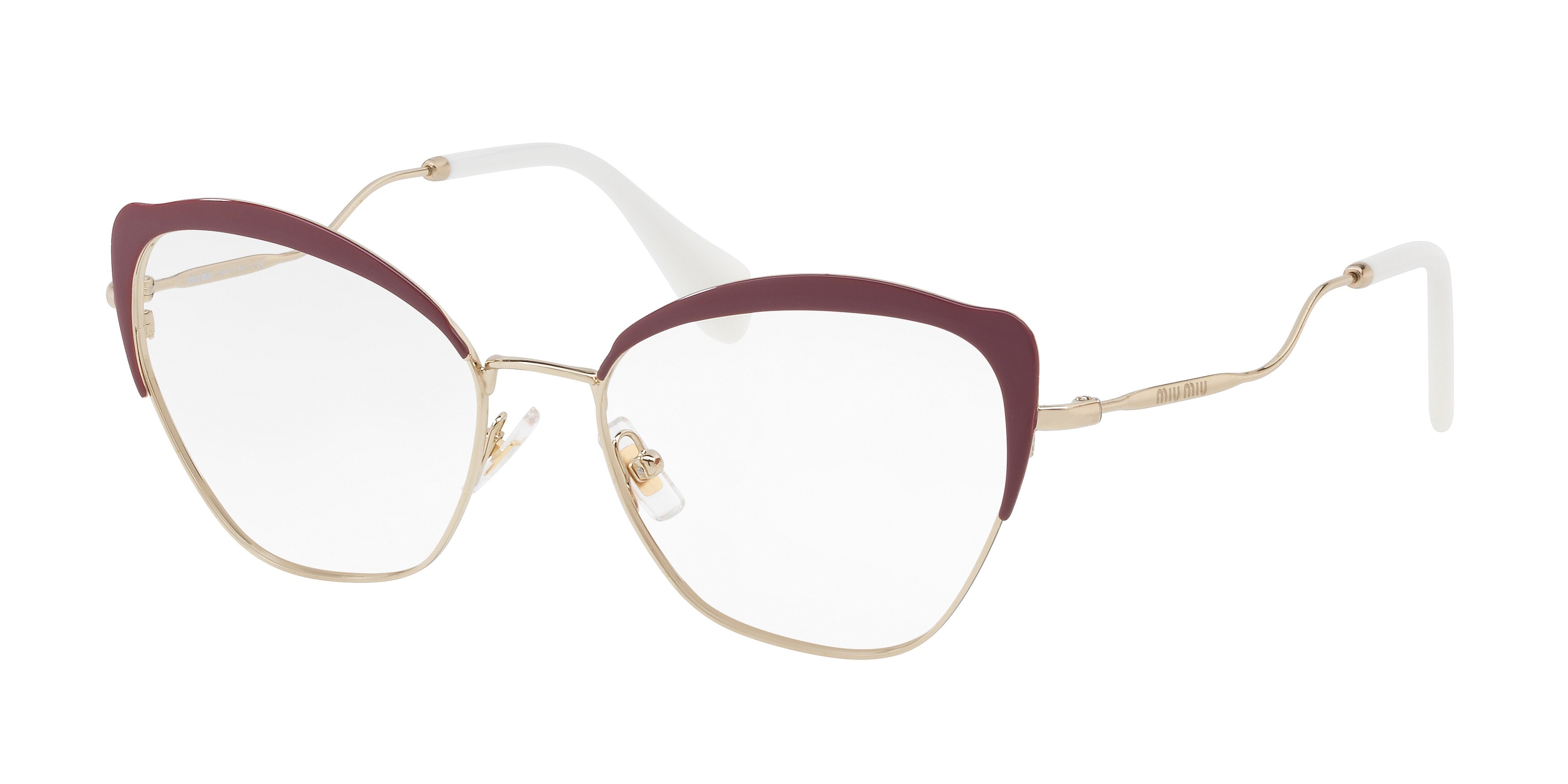 Miu Miu MU 54PV cateye eyeglasses in Bordeaux/Pale Gold