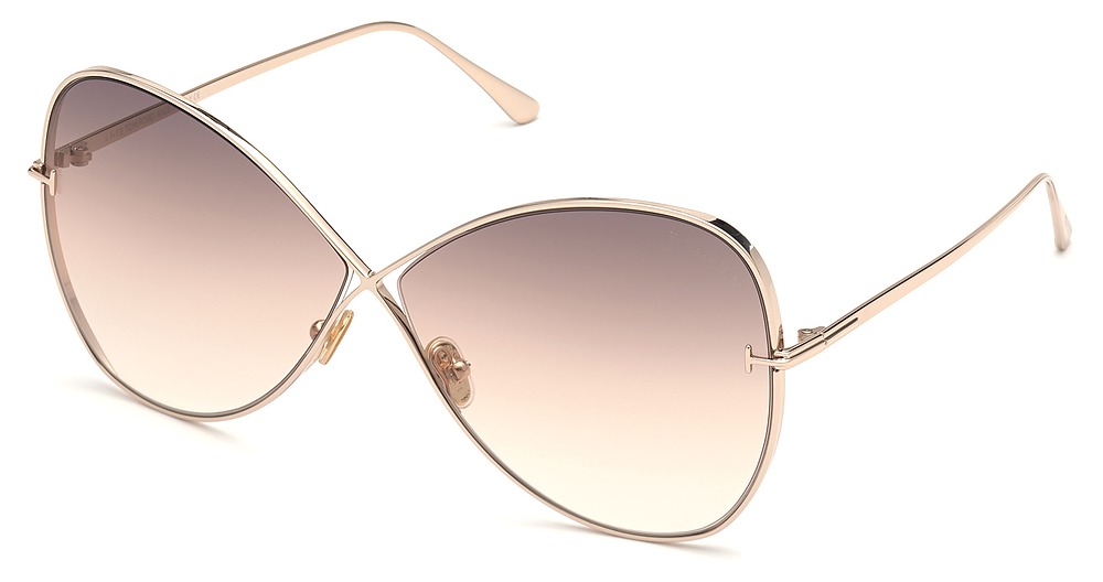 Tom Ford FT0842 irregular sunglasses in Shiny Rose Gold/Gradient Brown