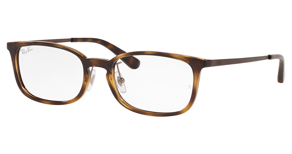 Ray-Ban RX7182D round eyeglasses in Dark Havana