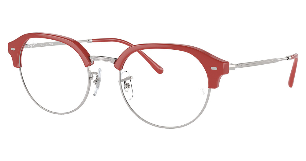 Ray-Ban RX7229 round eyeglasses in Red on Silver