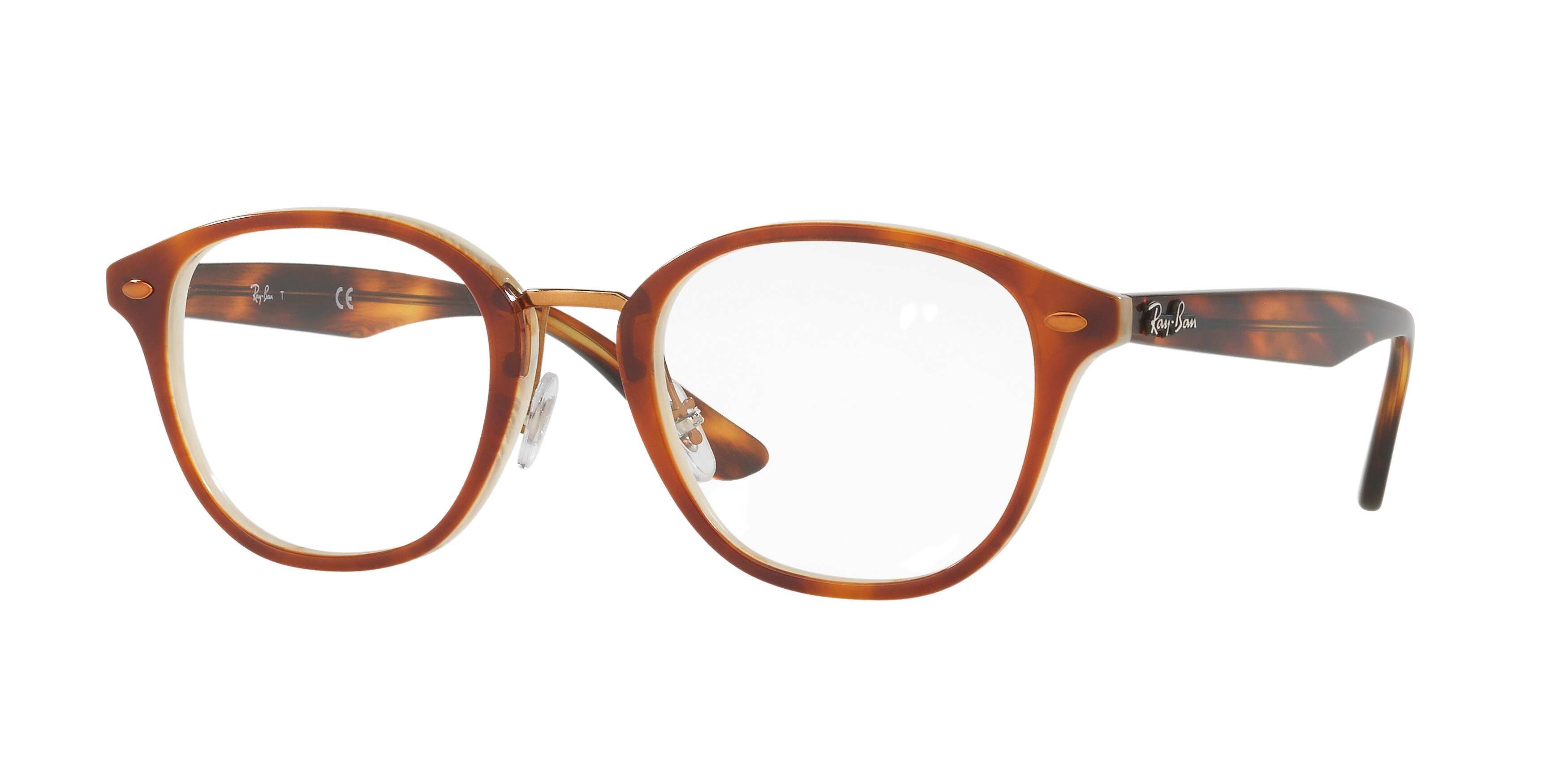 Ray-Ban RX5355 square eyeglasses in Top Havana Brown/Horn Beige