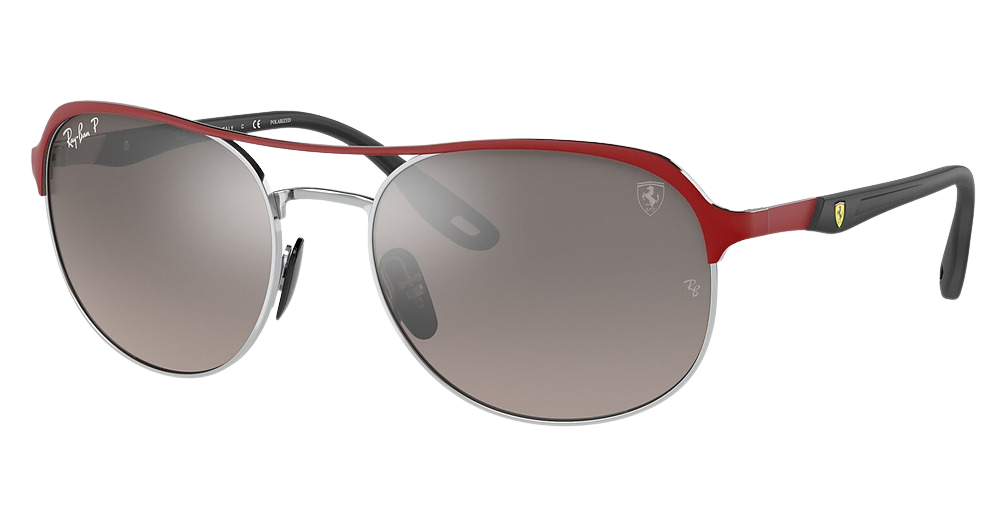 Ray-Ban RB3685M round sunglasses in Red on Silver