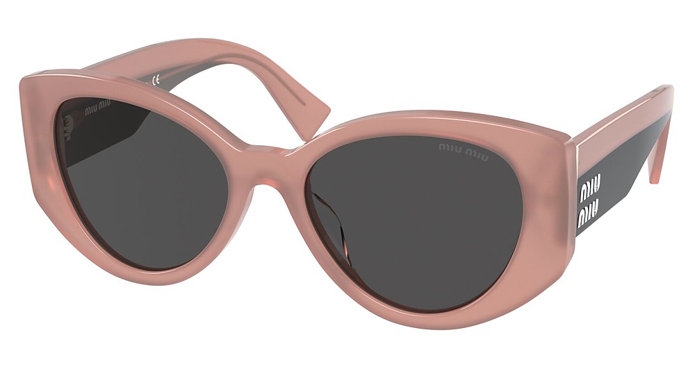Miu Miu MU 03WS round sunglasses in Pink Opal/Dark Grey