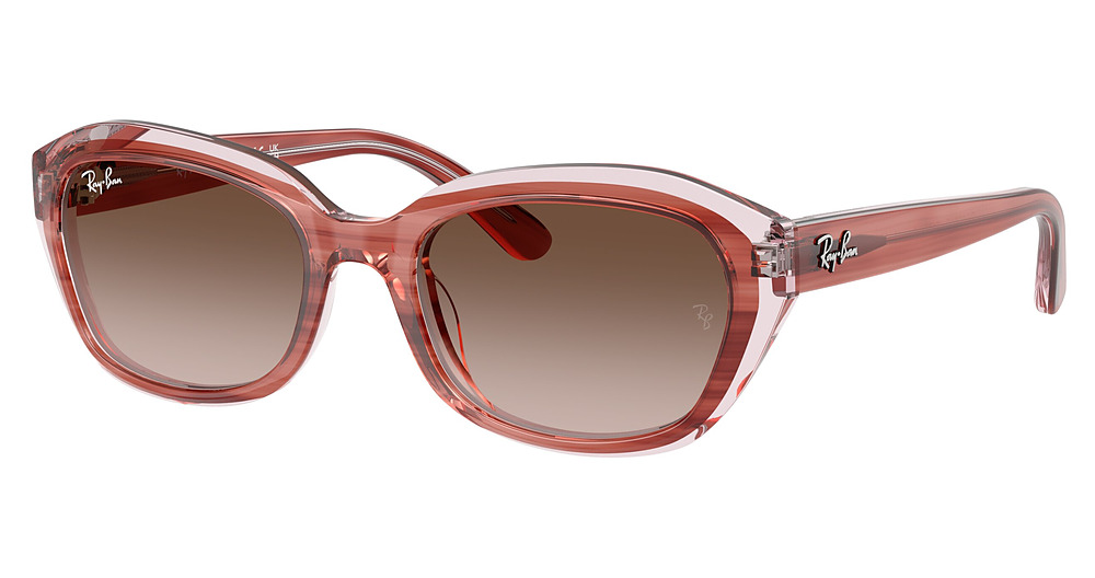 Ray-Ban RJ9081S round sunglasses in Striped Pink on Transp P/Gradient Brown