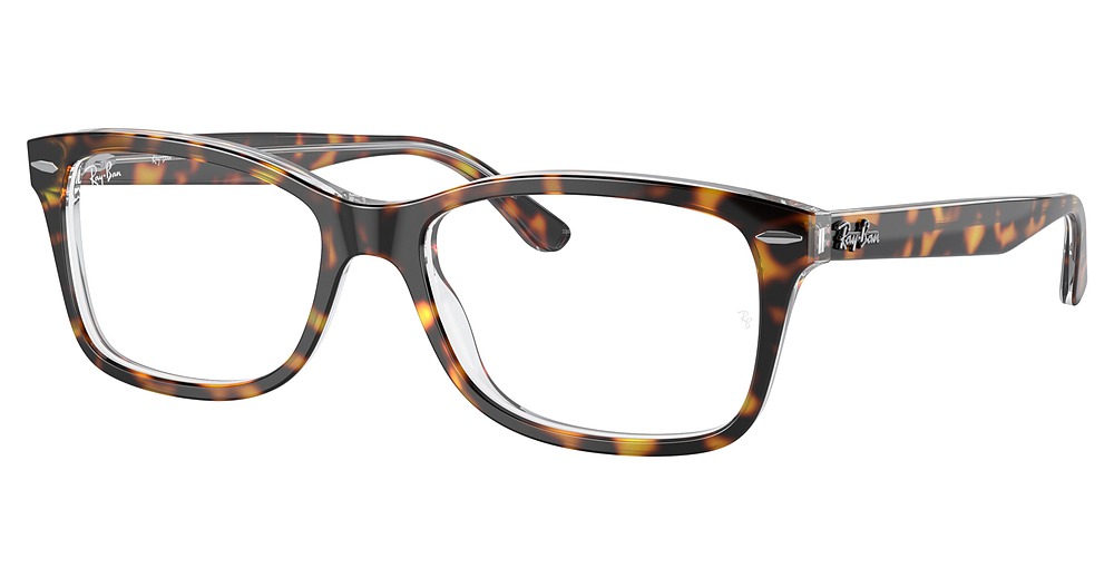 Ray-Ban RX5428F round eyeglasses in Havana on Transparent