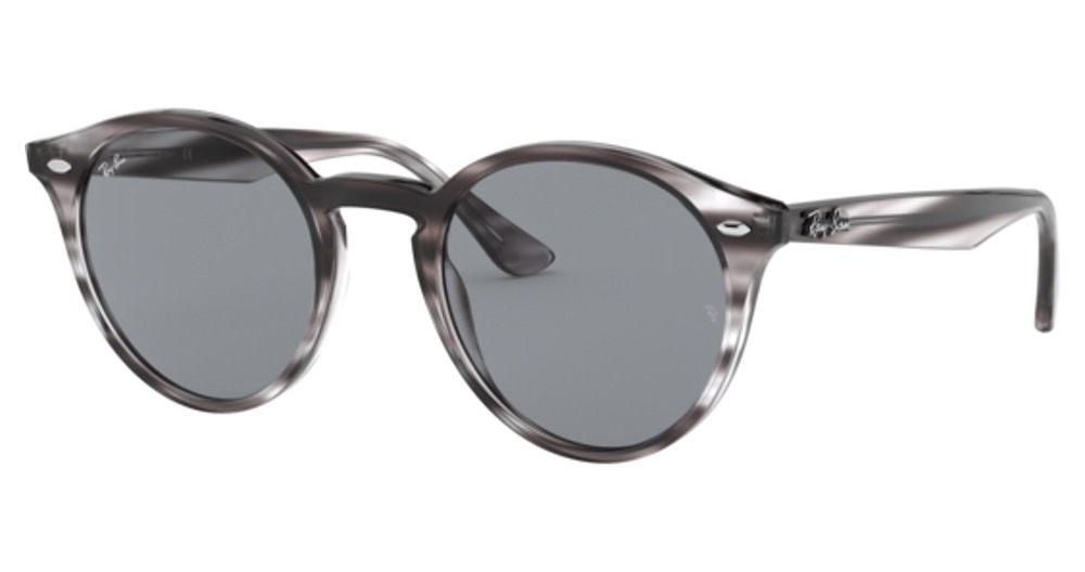 Ray-Ban RB2180F round sunglasses in Striped Grey Havana/Dark Grey