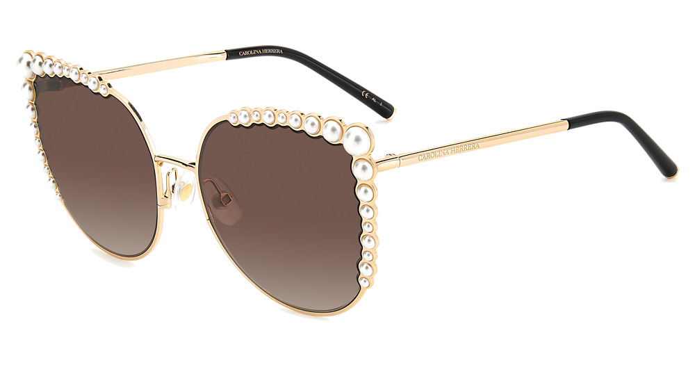 Carolina Herrera HER 0076/S square sunglasses in Rose Gold/Brown Shaded