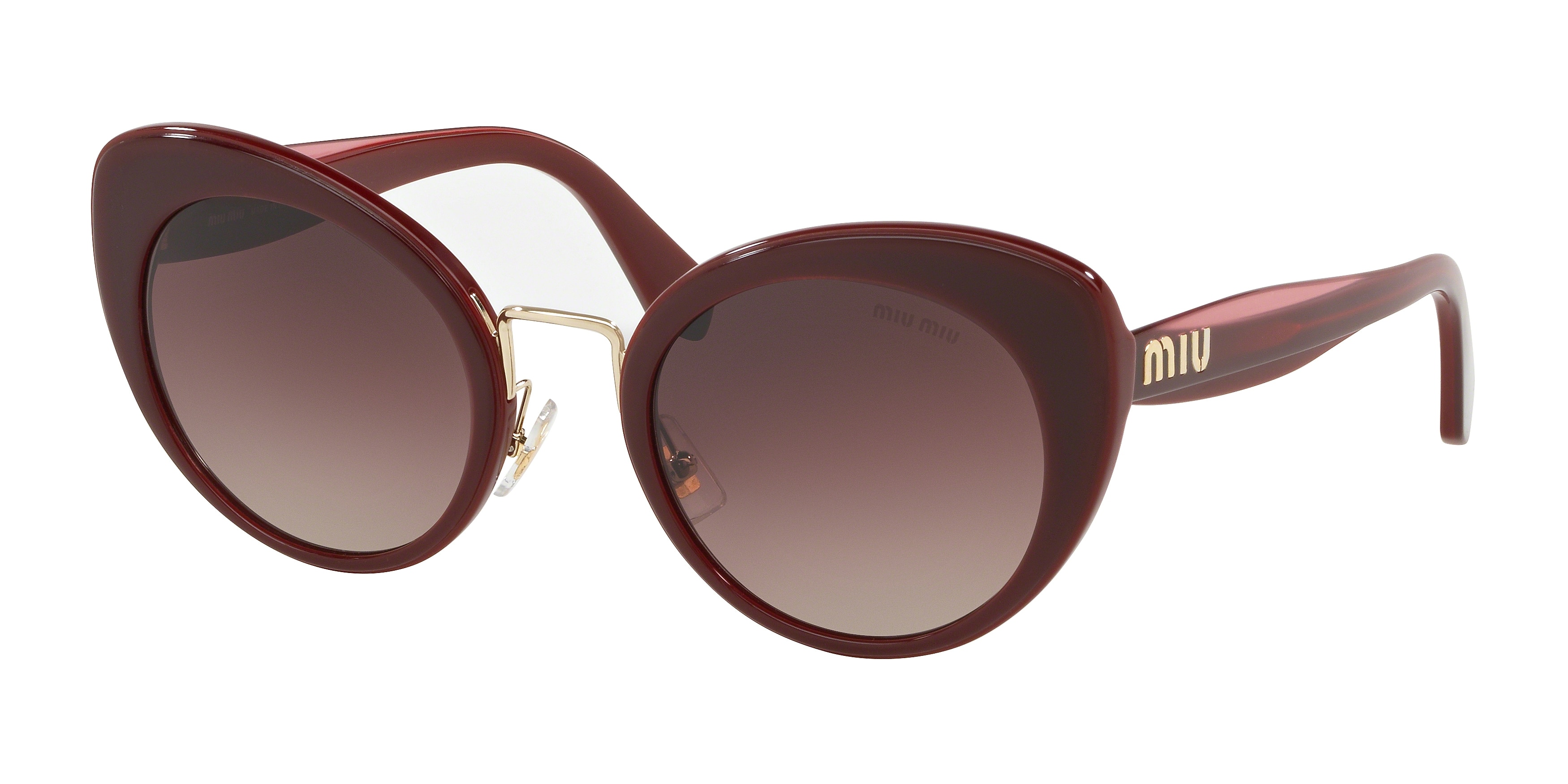 Miu Miu MU 06TS cateye sunglasses in Garnet Top Opal Bordeaux