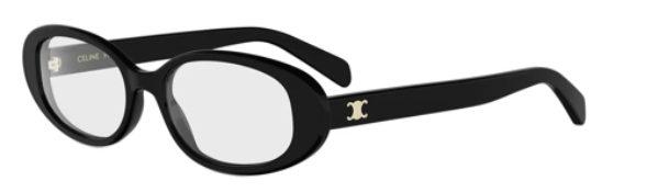 Black oval acetate optical frames with gold-tone hardware, Celine CL50180I