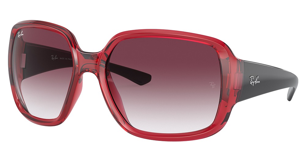 Ray-Ban RB4347 POWDERHORN rectangle sunglasses in Transparent Red/Clear Gradient Dark Violet