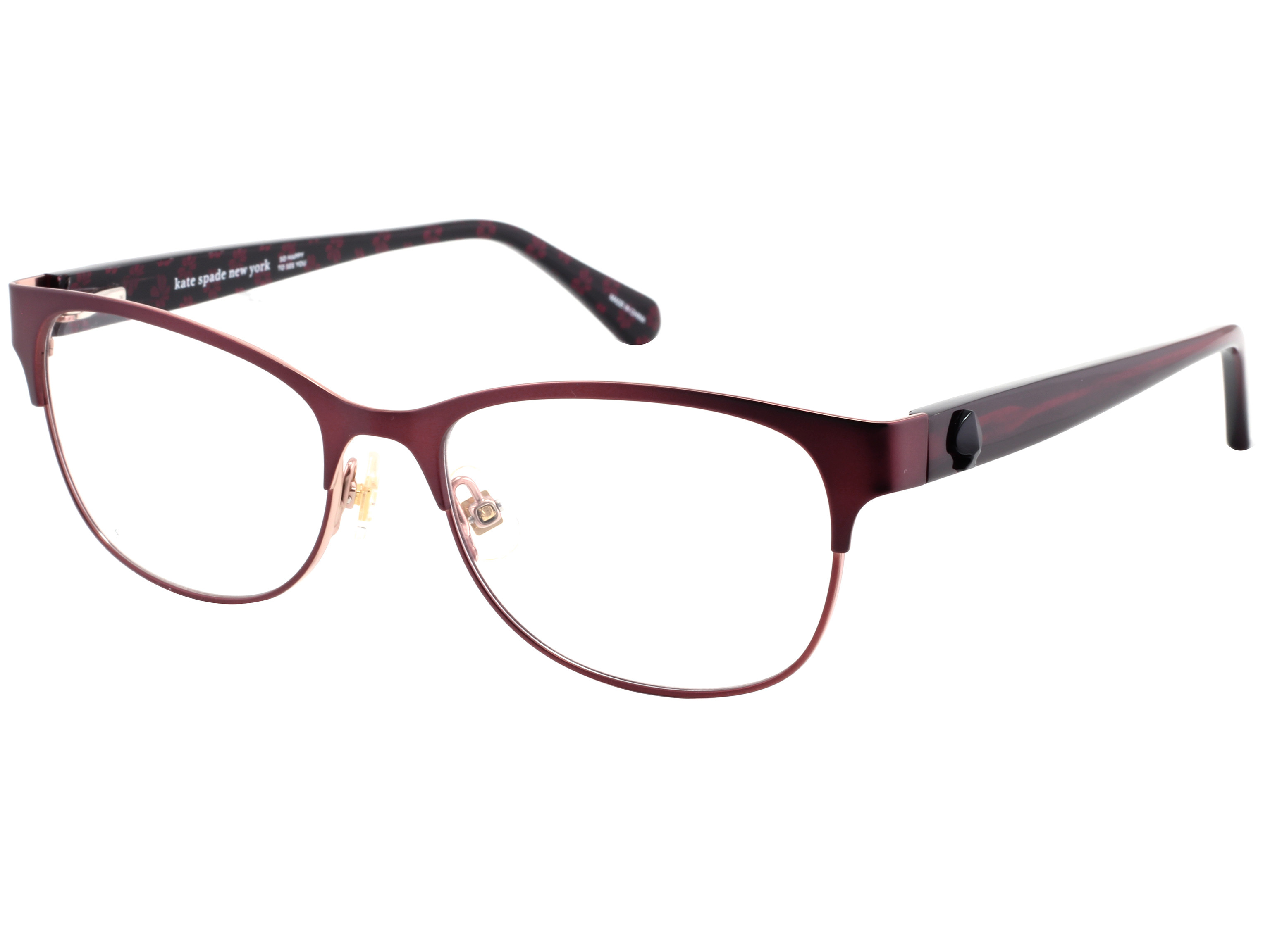 Kate Spade Carolina rectangle eyeglasses in Opal Burgundy