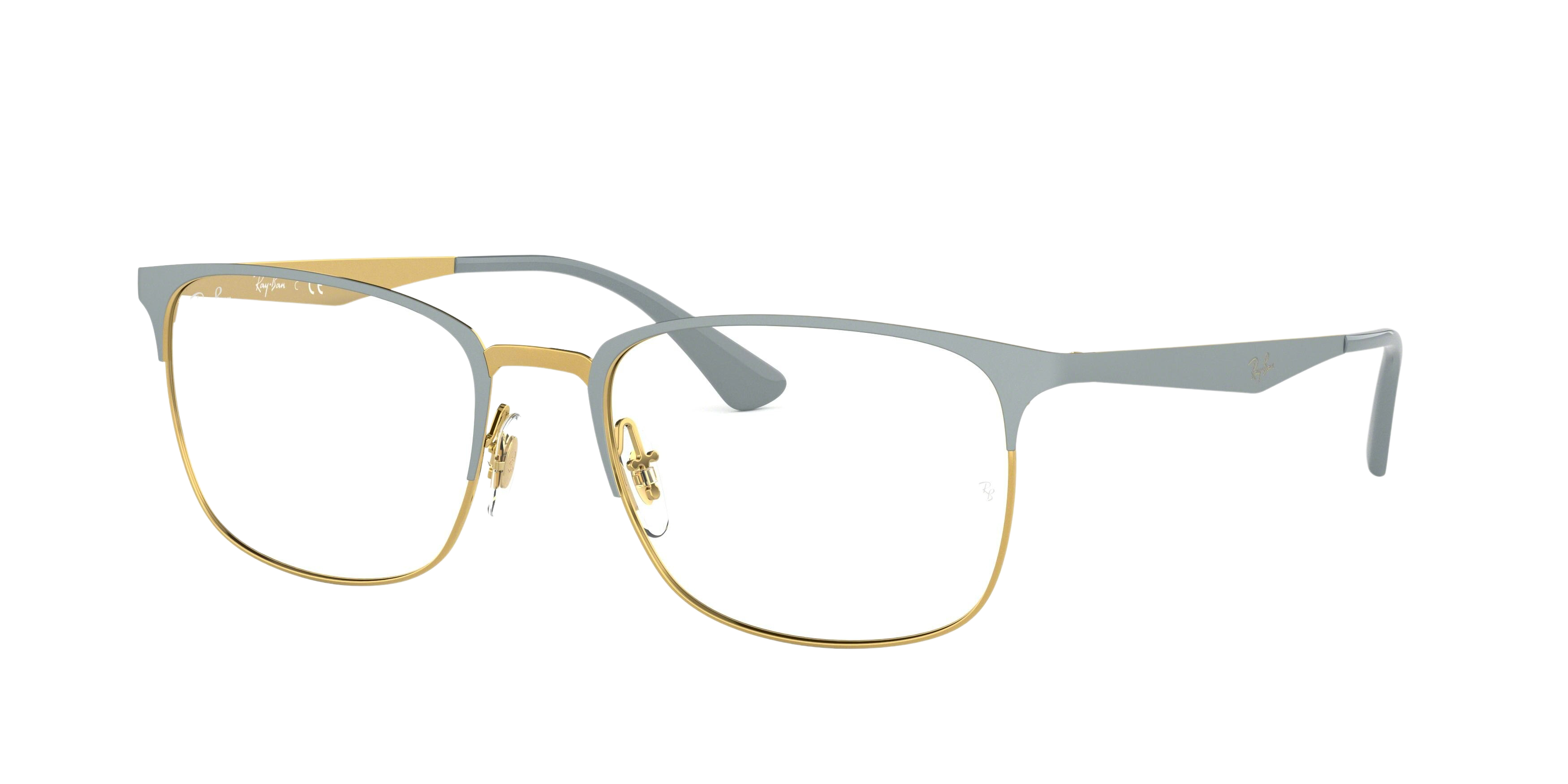 Ray-Ban RX6421 square eyeglasses in Top Matte Grey on Shiny Gold