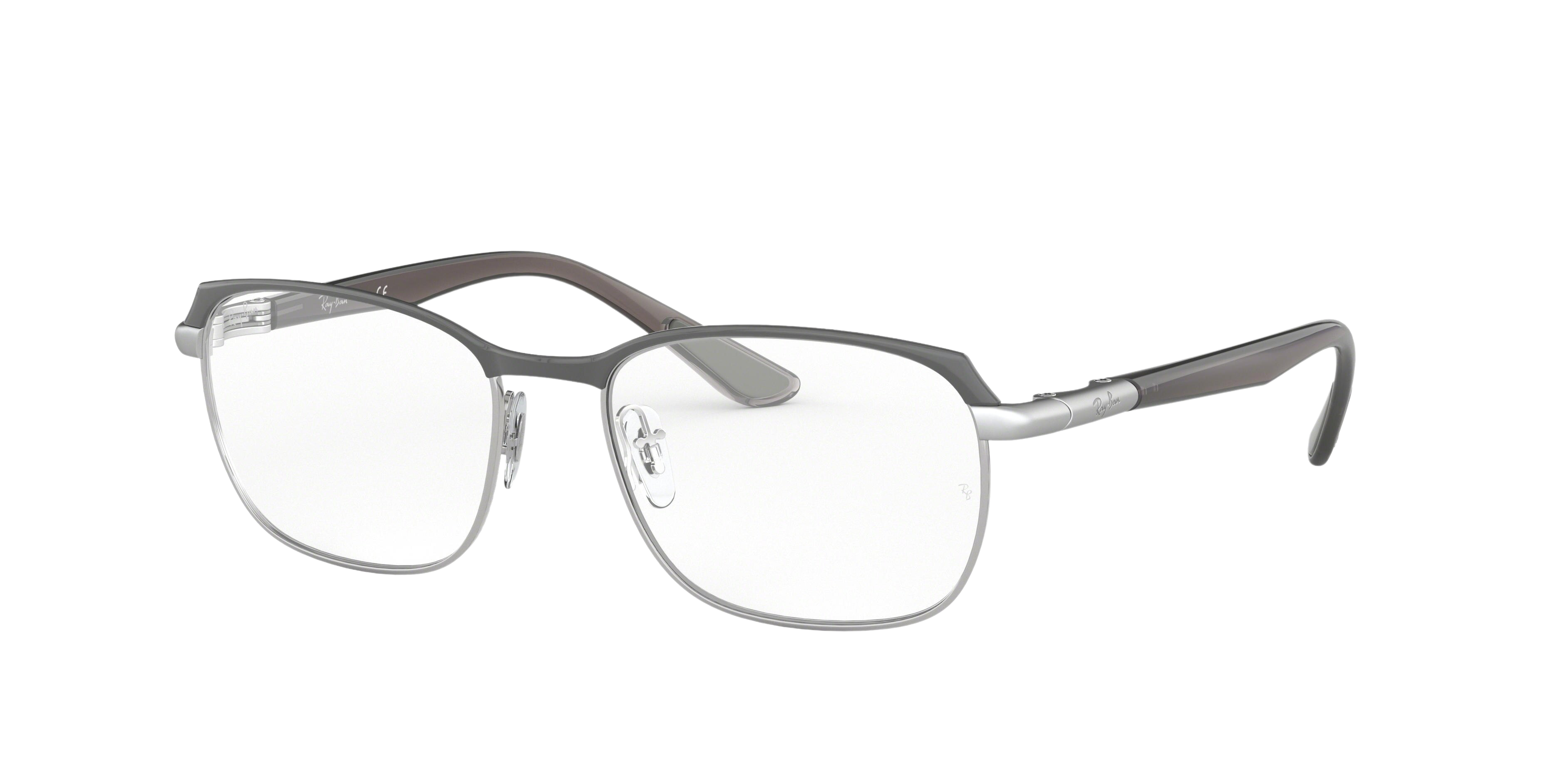 Ray-Ban RX6420 rectangle eyeglasses in Silver Top on Grey