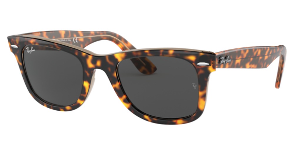 Ray-Ban RB2140F WAYFARER round sunglasses in Havana on Transparent Brown/Dark Grey