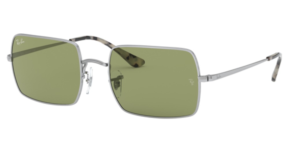 Ray-Ban RB1969 RECTANGLE square sunglasses in Silver/Bottle Green