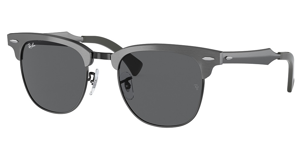 Ray-Ban RB3507 CLUBMASTER ALUMINUM round sunglasses in Brushed Grafite on Black/Dark Grey