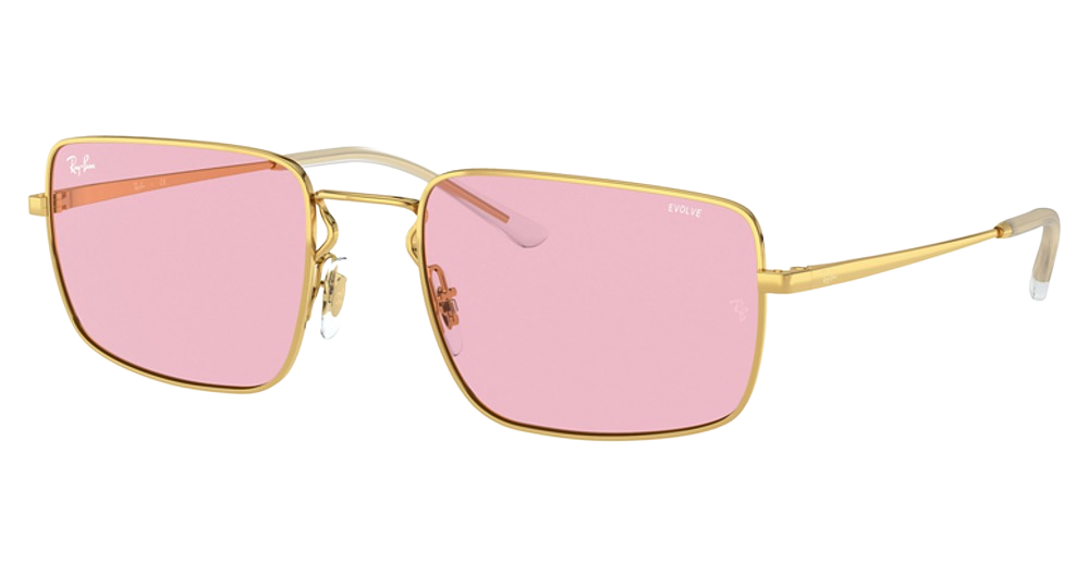 Ray-Ban RB3669 rectangle sunglasses in Arista/Evolve Photo Pink To Blue