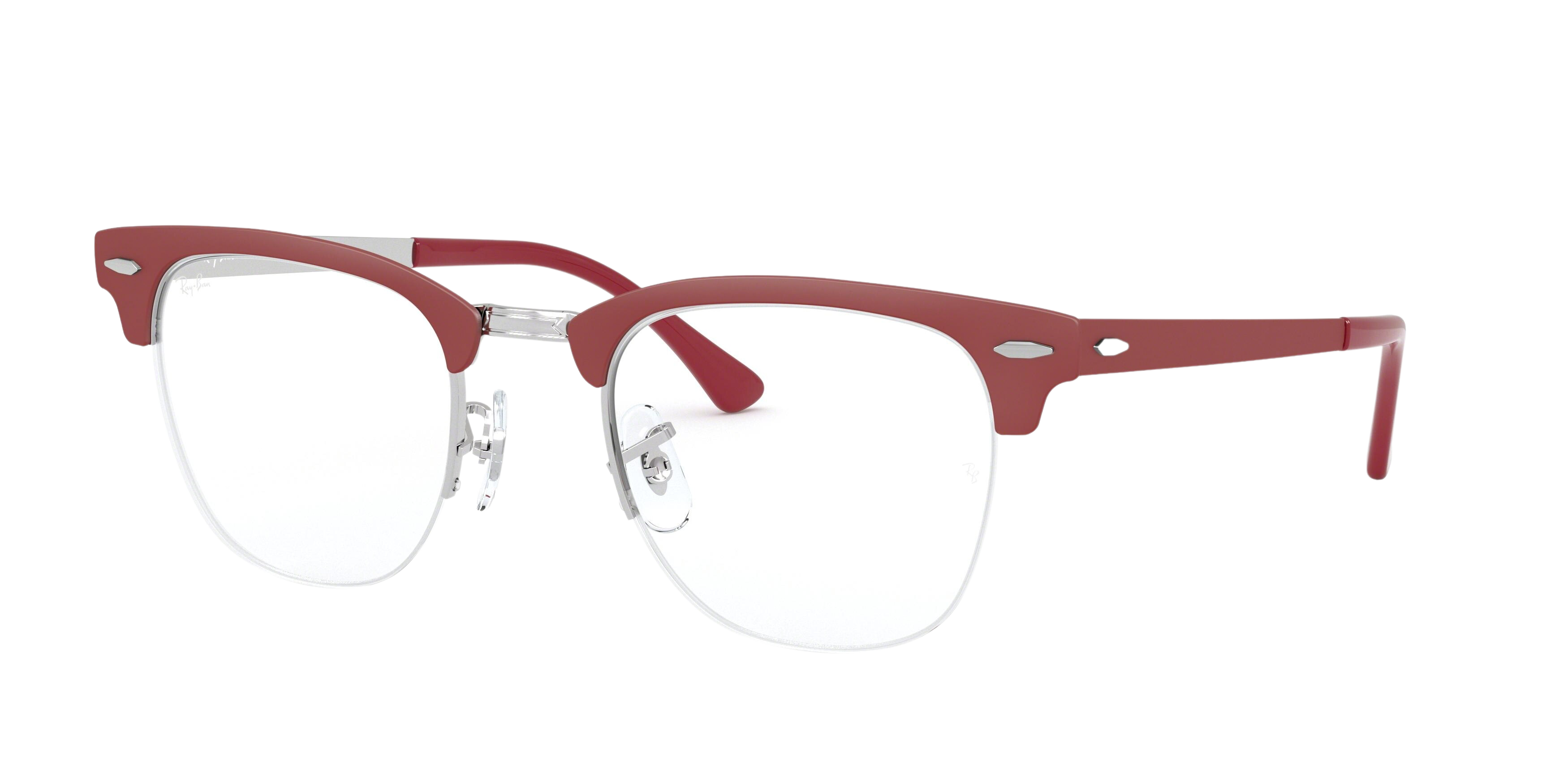 Ray-Ban RX3716VM round eyeglasses in Silver on Top Matte Bordeaux